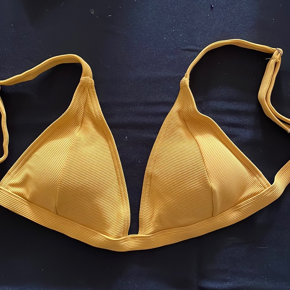 Mustard yellow triangle bathing suit top